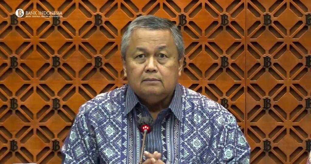Gubernur Bank Indonesia Perry Warjiyo dalam Konferensi Pers Pengumuman Hasil Rapat Dewan Gubernur Bulanan Bulan Juli 2023