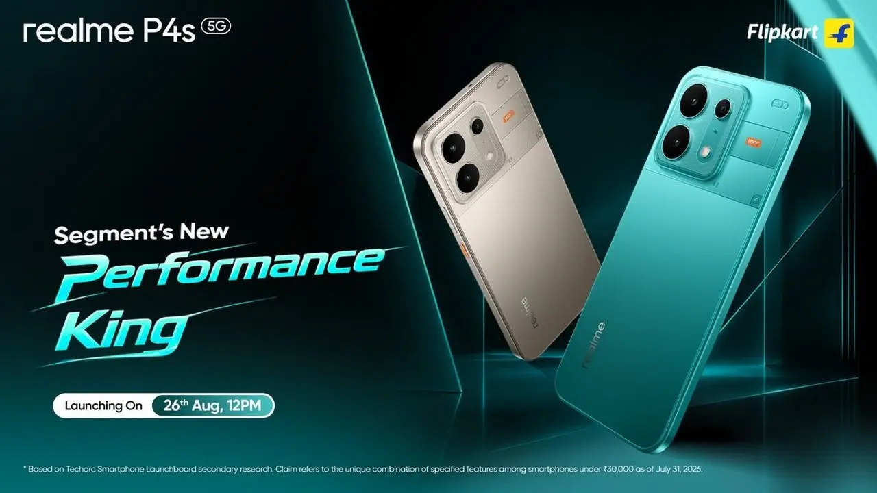 Realme P4s Meluncur 26 Agustus di India dibekali Baterai 8.000mAh dan Chipset Kencang