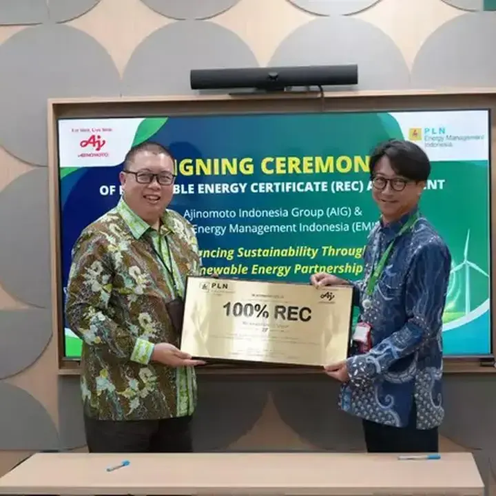 Ajinomoto Perpanjang Kerja Sama Energi Terbarukan, Targetkan Pengurangan Emisi Berkelanjutan